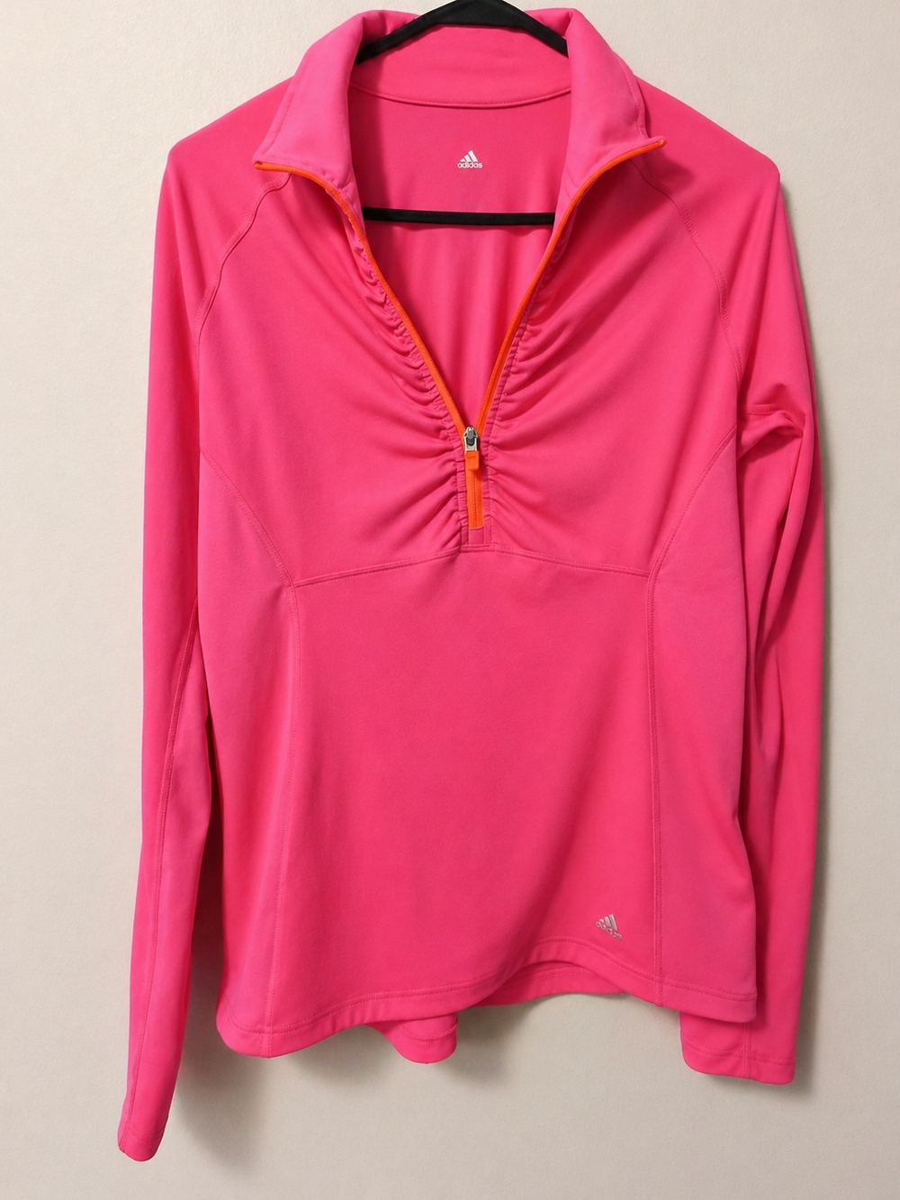 adidas Women's Hot Pink Quarter-Zip Pullover with Orange Zipper Activewear
